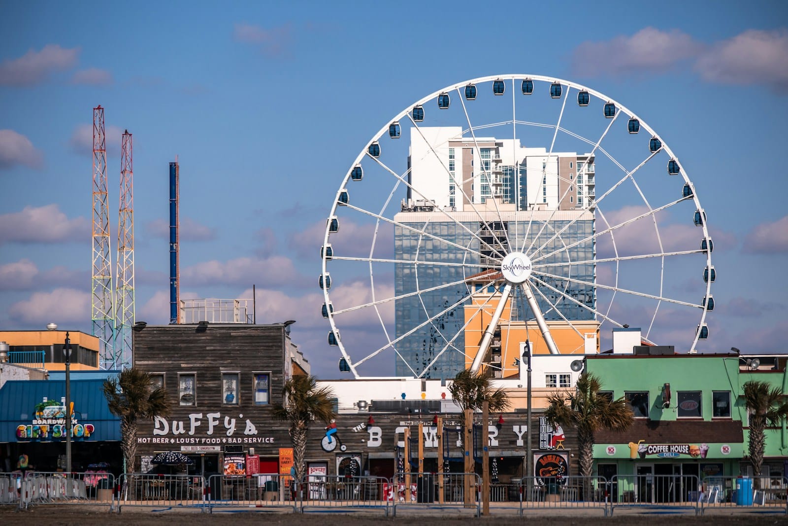 a ferris wheel in a city myrtle beach ferris wheel