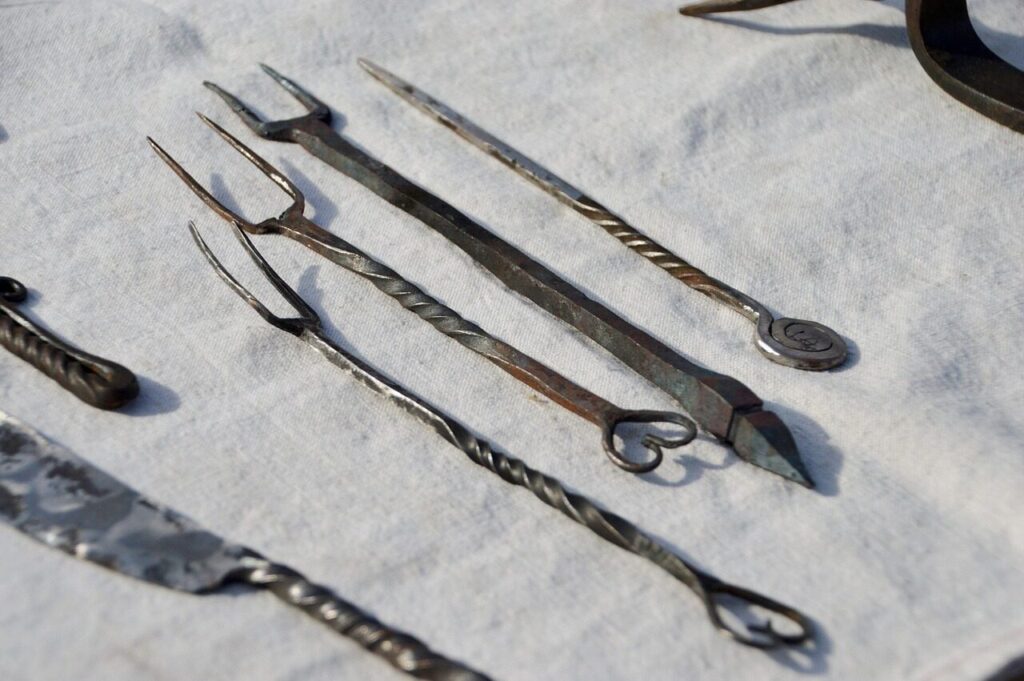 equipment, utensils, food, middle age, medieval, covered, medieval times, steel, vintage, traditional, retro