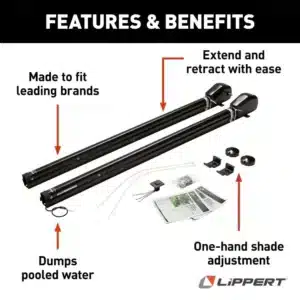 Solera 3000 Series RV Awning Arm Kit short black with hardware