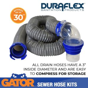 Gator 30 Foot RV Sewer Hose by Duraflex with clear elbow
