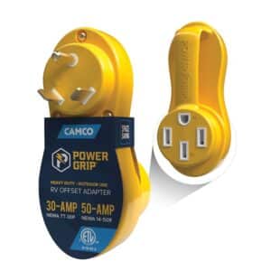 Camco 30 Amp to 50 Amp RV Adapter with PowerGrip handle
