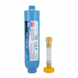 Camco TastePURE RV Water Filter with flexible hose protector