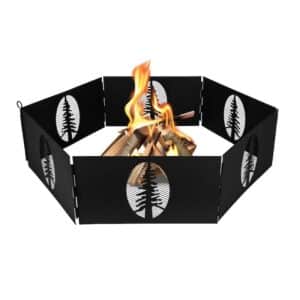 Camco Fire Ring; 27 Inch Diameter; With Tree Cut-Outs; 6 Piece Hinged Design; Steel; With Storage Bag